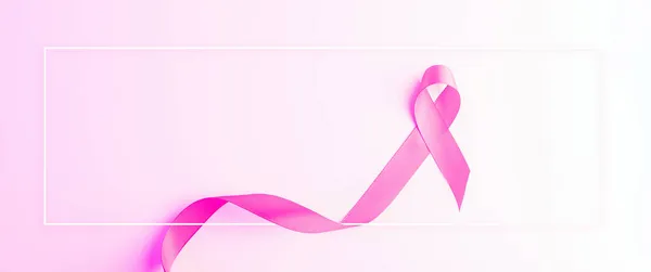 Roze Lint Achtergrond Gezondheidszorg Symbool Roze Lint Witte Achtergrond Borstkanker — Stockfoto