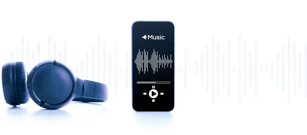 Equipo Audio Musical Latidos Audio Auriculares Sonido Aplicación Música Pantalla —  Fotos de Stock