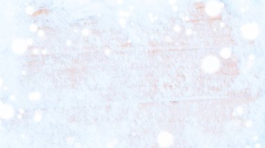 Masa karı. Kış ahşap doku arka planı. Eski ahşap duvarlı Noel tahtası, beyaz donmuş buz. Mutlu Noeller Noel kartı desenleri