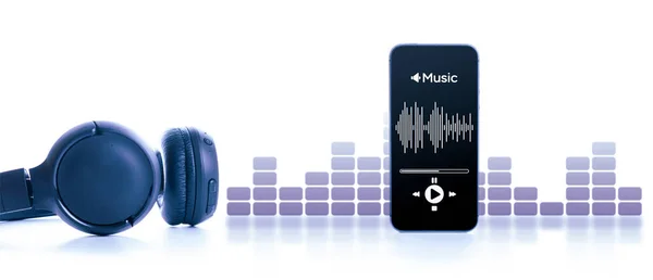 Icono Musical Equipo Audio Con Latidos Auriculares Sonido Aplicación Música —  Fotos de Stock