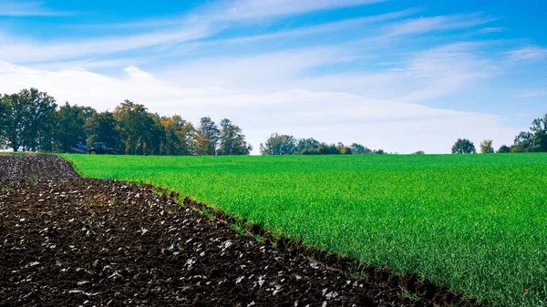 Quinta Tractores Agricultura Maquinaria Agrícola Campo Terra Paisagem Equipamento Máquina — Fotografia de Stock