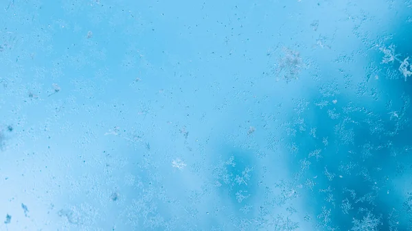 Macro Glassa Fondo Freddo Neve Inverno Blu Cristallo Congelato Modello — Foto Stock