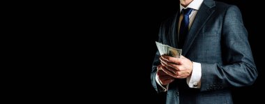 Yüz dolarlık banknot. Zengin iş adamı, Washington 'da Amerikan parası tutuyor. Kullanıcı para arkaplanı