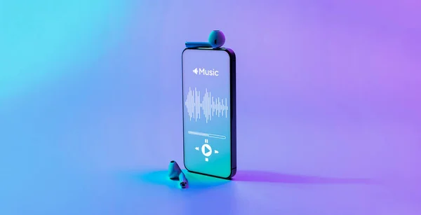 Musik Ikone Audiogeräte Mit Beats Kopfhörer Musik Applikation Auf Dem — Stockfoto