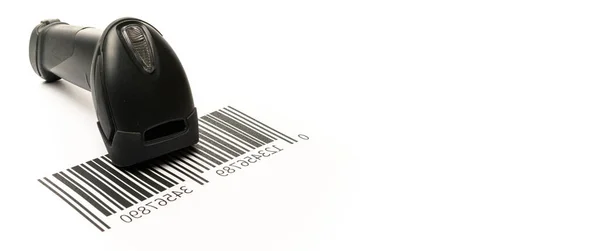 Barcode Scanning Reader Laser Scanner Warehouse Retail Label Barcode Scan — Stock Photo, Image
