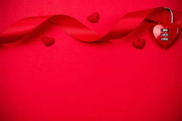 Valentýn Láska Krásná Červené Srdce Romantický Dárek Lásku Červené Pozadí — Stock fotografie