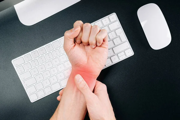 Karpal Tünel Sendromu Bilek Yaralanmasında Ağrısı Artrit Ofis Sendromu Bilgisayarın — Stok fotoğraf
