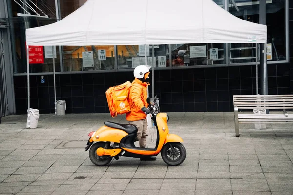 Katowice Poland Mart 2021 Teslimat Servisi Için Yemek Çantası Hızlı — Stok fotoğraf