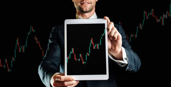 Broker Azionario Applicazione Tecnologia Business Investimento Sullo Schermo Digitale Nelle — Foto Stock