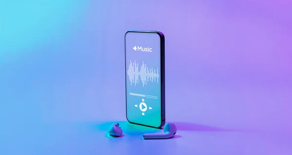 Musik Ikone Audiogeräte Mit Beats Kopfhörer Musik Applikation Auf Dem — Stockfoto