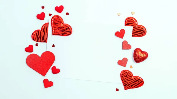 Valentines Day Background Red Heart Romantic Gift Love White Background — Stock Photo, Image