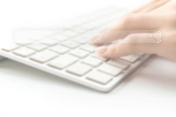 Searching Web Internet Online Search Engine Selective Focus Blured Hand — Foto Stock