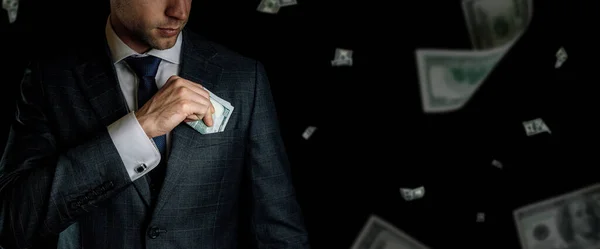 American Cash Business Man Hand Holding Dollar Sign Usd Bill — 图库照片