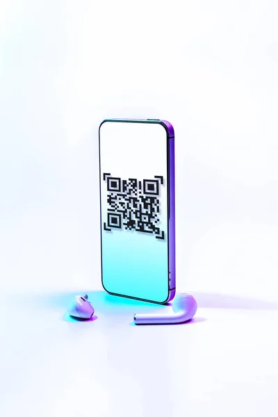 Code Mobil Digitales Smartphone Mit Code Scanner Auf Smartphone Bildschirm — Stockfoto
