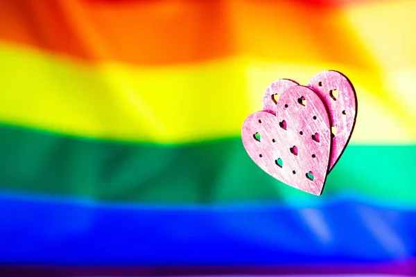 Concepto Lgbt Rainbow Homosexual Lesbiana Dos Corazones Lgbtq Gay Transgénero — Foto de Stock