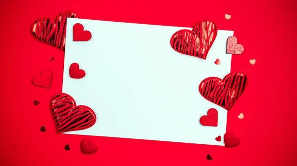 San Valentín Amor Hermoso Corazón Rojo Regalo Romántico Sobre Fondo — Foto de Stock