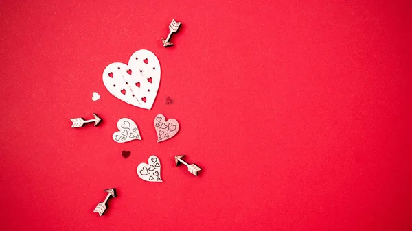 Valentin Napi Kártya Piros Szív Romantikus Ajándék Szerelem Piros Háttér — Stock Fotó