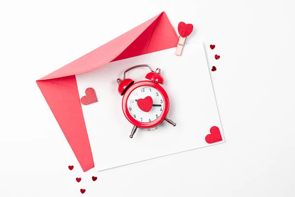 Valentines Day Background Red Heart Romantic Gift Love White Background — Stock Photo, Image