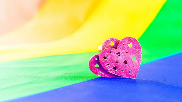 Lgbt Bandera Homosexual Lesbiana Concepto Dos Corazones Lgbtq Gay Transgénero — Foto de Stock