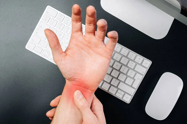 Karpal Tünel Sendromu Bilek Yaralanmasında Ağrısı Artrit Ofis Sendromu Bilgisayarın — Stok fotoğraf