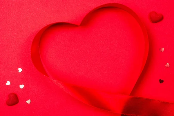 Valentin Szív Háttér Piros Szív Romantikus Ajándék Szerelem Piros Háttér — Stock Fotó