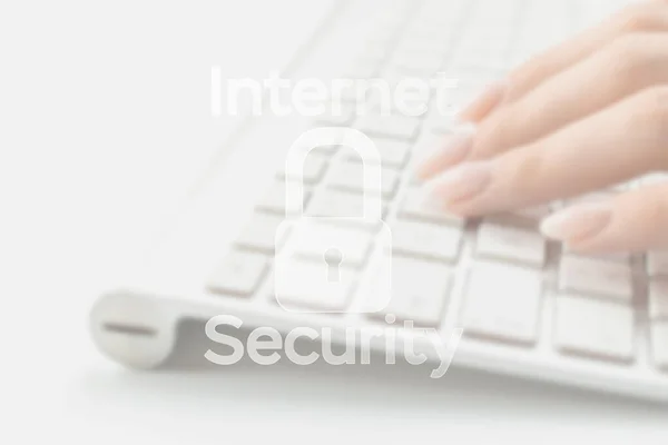 Data Protecting Security Concept Computer Internet Protection Symbol Blured Keyboard — Stock Photo, Image