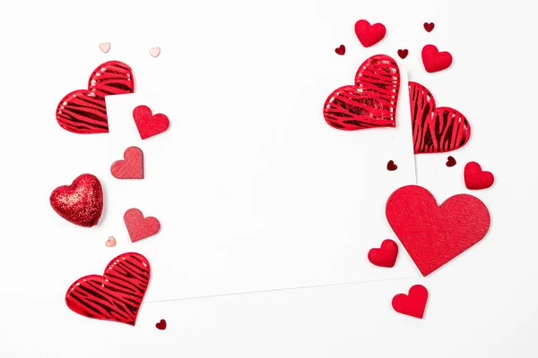 Valentine Heart Background Red Heart Romantic Gift Love White Background — Fotografia de Stock