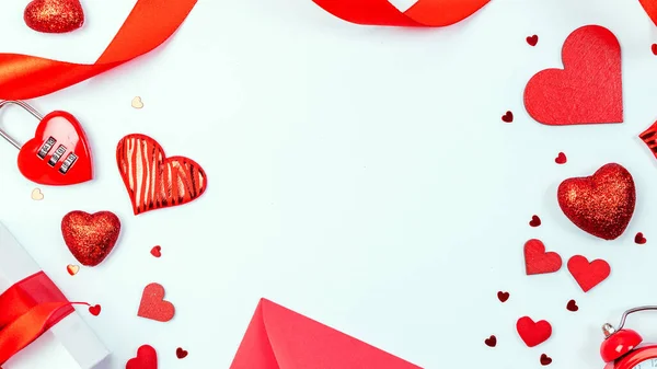 Valentines Day Background Red Heart Romantic Gift Love White Background — Stockfoto