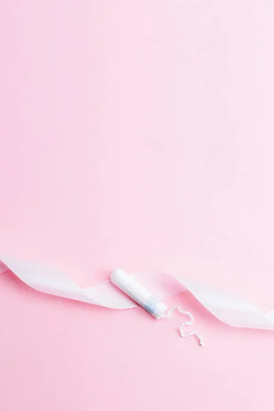 Hygiène Féminine Tampon Menstruel Ruban Rose Avec Tampon Menstruel Sur — Photo