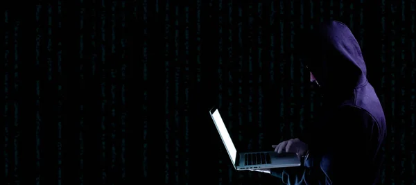 Conceito Hacker Segurança Cibernética Internet Tecnologia Hacker Web Laptop Digital — Fotografia de Stock