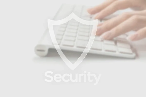 Cyberbeveiliging Vergrendeld Beveiligingscomputer Data Internet Bescherming Symbool Vervaagde Toetsenbord Achtergrond — Stockfoto