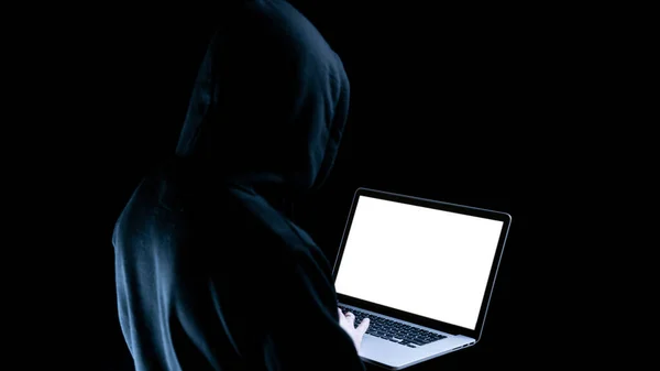 Conceito Hacker Segurança Cibernética Internet Tecnologia Hacker Web Laptop Digital — Fotografia de Stock