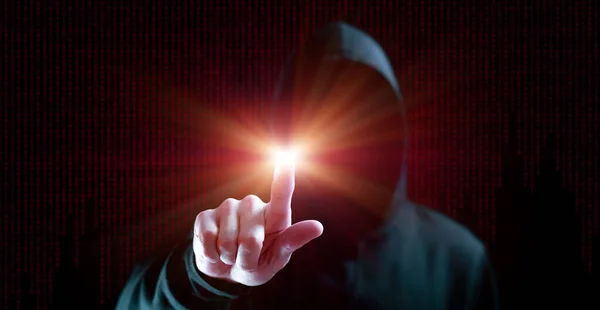 Hacker Güvenlik Siber Saldırısı Hacker Eli Siyaha Bağlandı Flaşlı Işık — Stok fotoğraf