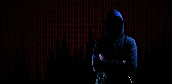 Kybernetický Útok Hackerů Ruka Hackera Izolovaná Černém Rozmazaný Internet Web — Stock fotografie