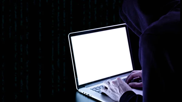 Кібербезпека Хакерська Концепція Технологія Інтернет Хакерів Цифровий Ноутбук Руках Хакерів — стокове фото