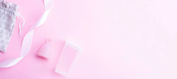 Menstrual Cramp Use Menstrual Cup Vagina Pink Ribbon Menstrual Cup — Foto Stock