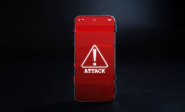 Siber saldırı bilgisayar korsanı akıllı telefon. İnternet hackleme teknolojisi. Dijital cep telefonu siyaha izole edildi. Veri koruması, güvenli internet erişimi, siber güvenlik pankartı