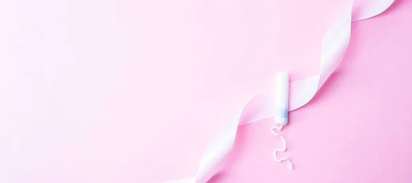 Hygiène Féminine Tampon Menstruel Ruban Rose Avec Tampon Menstruel Sur — Photo