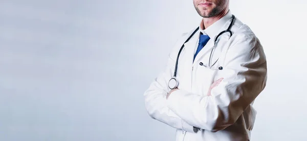Arzt Krankenhaus Medizinischen Hintergrund Glückliche Krankenschwester Krankenhaus Mit Peelings Blauen — Stockfoto