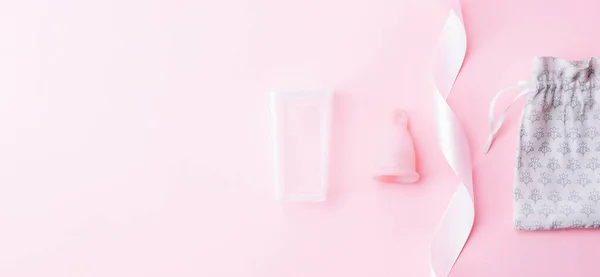Menstrual Cramp Use Menstrual Cup Vagina Pink Ribbon Menstrual Cup — Zdjęcie stockowe