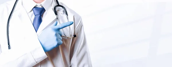 Gesto Medico Mani Sfondo Medico Infermiera Felice Guanti Blu Uniforme — Foto Stock