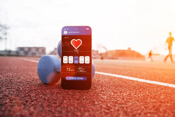 Εφαρμογή Γυμναστικής Έξυπνη Οθόνη Τηλεφώνου Fitness Υγεία Σπορ Γυμναστήριο Mobile — Φωτογραφία Αρχείου