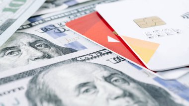 Amerikan doları banka kartı. Kredi kartıyla Amerikan parası. Washington Amerikan parası, Amerikan geçmişi.