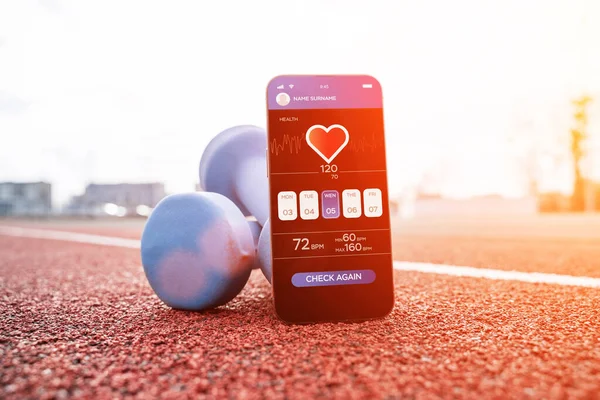 Εφαρμογή Υγείας Έξυπνη Οθόνη Τηλεφώνου Fitness Υγεία Σπορ Γυμναστήριο Mobile — Φωτογραφία Αρχείου