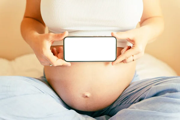 Terhességi Eszköz Mockups Mobil Terhesség Online Anyaság Alkalmazás Terhes Anya — Stock Fotó