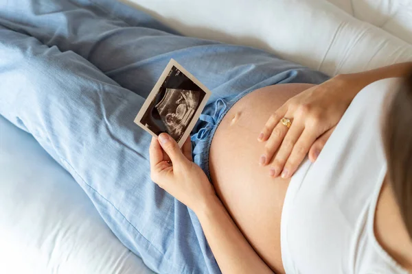 Υπερηχογράφημα Εικόνα Έγκυος Μωρό Φωτογραφία Γυναίκα Υπέρηχο Στην Εγκυμοσύνη Εγκυμοσύνη — Φωτογραφία Αρχείου