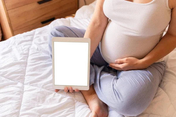 Terhességi Képernyő Mockup Mobil Terhesség Online Anyaság Alkalmazás Mock Terhes — Stock Fotó