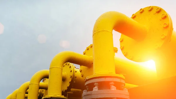 Gas pipes oil energy. Yellow gas pipeline energy equipment. Fuel power technology. Safety valve in gas pipe industry