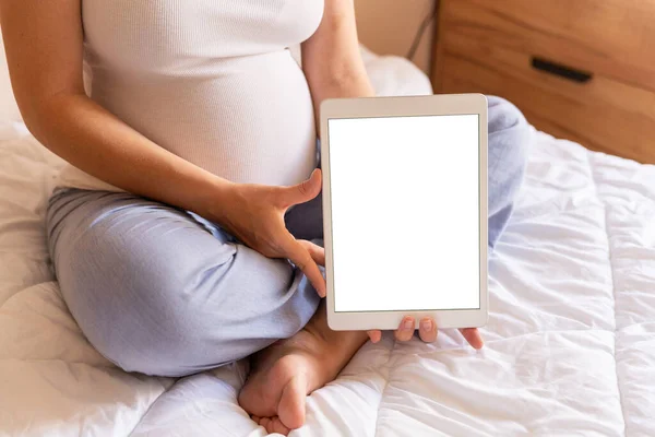 Schwangerschaftsgerät Attrappen Mobile Schwangerschaftsanwendung Internet Schwangere Mutter Mit Handy Attrappe — Stockfoto