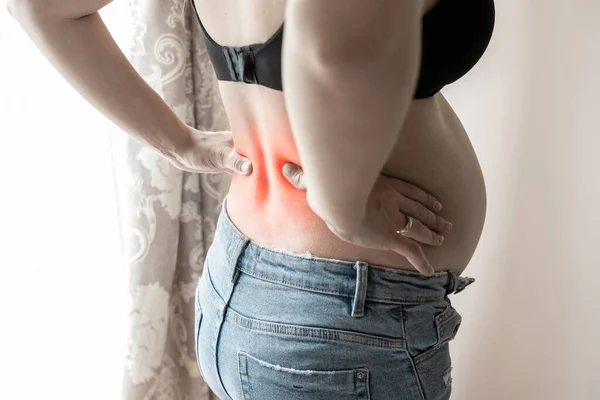Back pain woman pregnancy. Beautiful pregnant woman having lower back pain. Backache, ache health care concept